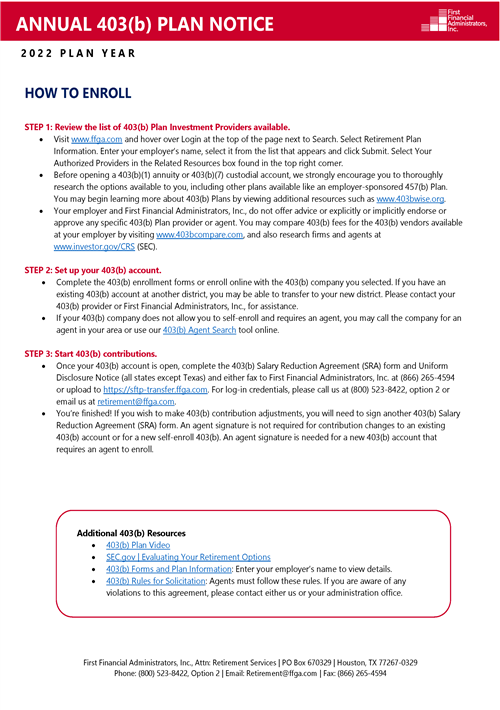 Annual 403(b) Notice